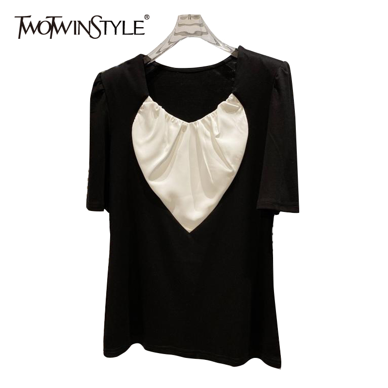 TWOWINSYLE Patchwork Casual Shirt For Women O Neck Short Sleeve Hit Color Shirts Female Summer Clothing Fashion Style 210524, White
TWOWINSYLE Patchwork Casual Shirt For Women O Neck Short Sleeve Hit Color Shirts Female Summer Clothing Fashion Style 210524, White