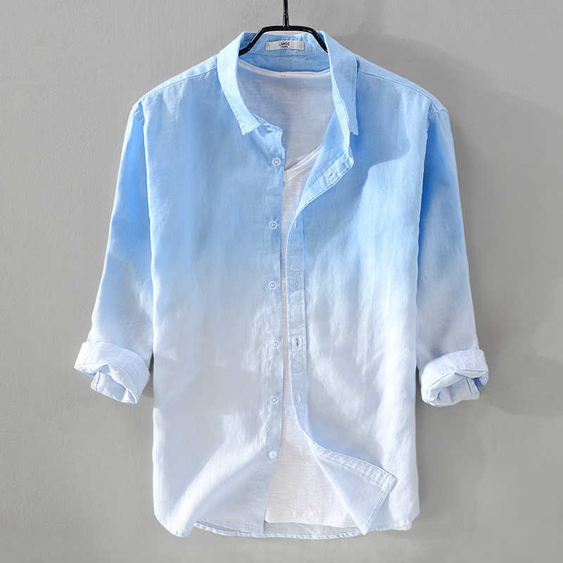 100% Linen Breathable Soft Refreshing Shirt Original Japan Harajuku Style Gradient Casual Simple Plain Streetwear Cool Top 210721, Blue
100% Linen Breathable Soft Refreshing Shirt Original Japan Harajuku Style Gradient Casual Simple Plain Streetwear Cool Top 210721, Blue