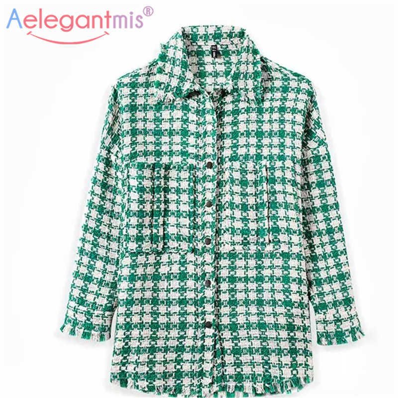 Aelegantmis Vintage Pockets Oversized Plaid Tweed Jacket Women Fashion Lapel Collar Coat Female Loose Outerwear Korea 210607, As shown
Aelegantmis Vintage Pockets Oversized Plaid Tweed Jacket Women Fashion Lapel Collar Coat Female Loose Outerwear Korea 210607, As shown