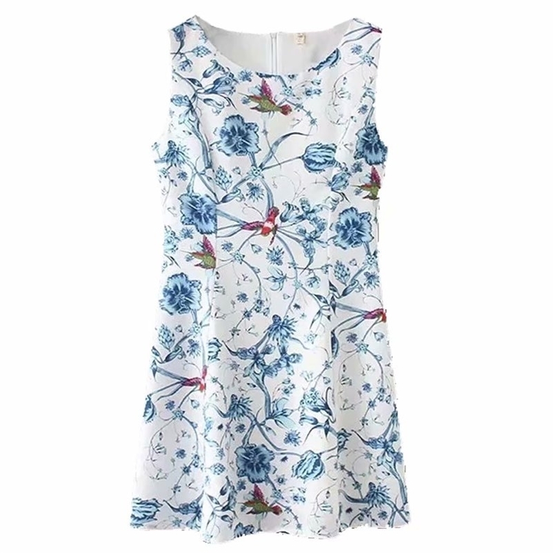 Summer O-Neck Sleeveless Spaghetti Strap Sheath Blue Printing Pullover Casual Women Knee-length Dress 210524
Summer O-Neck Sleeveless Spaghetti Strap Sheath Blue Printing Pullover Casual Women Knee-length Dress 210524