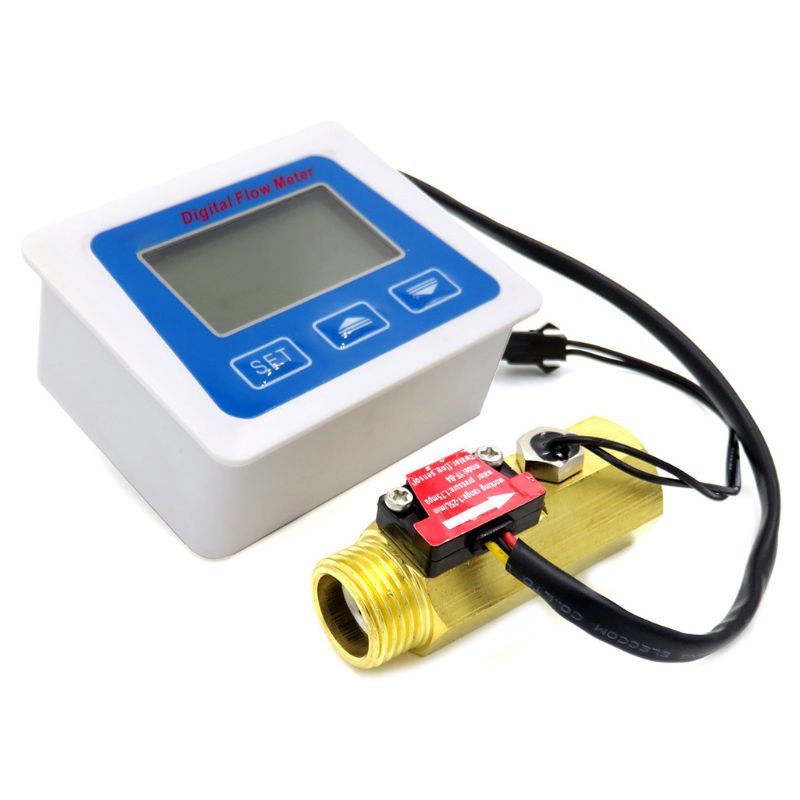 Digital Lcd Display Water Flow Sensor Flowmeter Rotameter Temperature