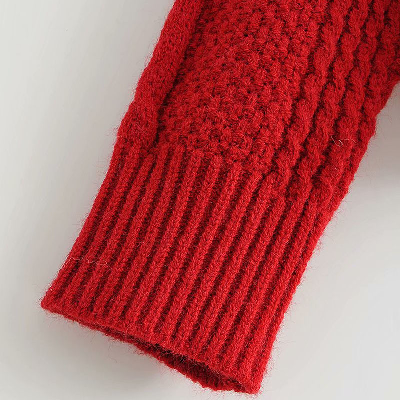 Korean Style Lapel Long Sleeve Single Breasted Slim Knit Women's Sweater Harajuku College Style Stylish Red Chic Female Cardigan 210507