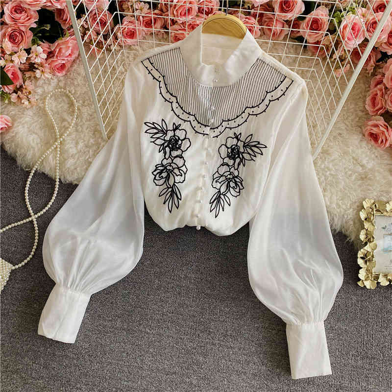 shirt Korean Sweet Puff Long Sleeve Single Breast Blouse Women Flower Embroidery Loose Blusas Spring 2021 Casual Femme Tops GP6J, White
shirt Korean Sweet Puff Long Sleeve Single Breast Blouse Women Flower Embroidery Loose Blusas Spring 2021 Casual Femme Tops GP6J, White