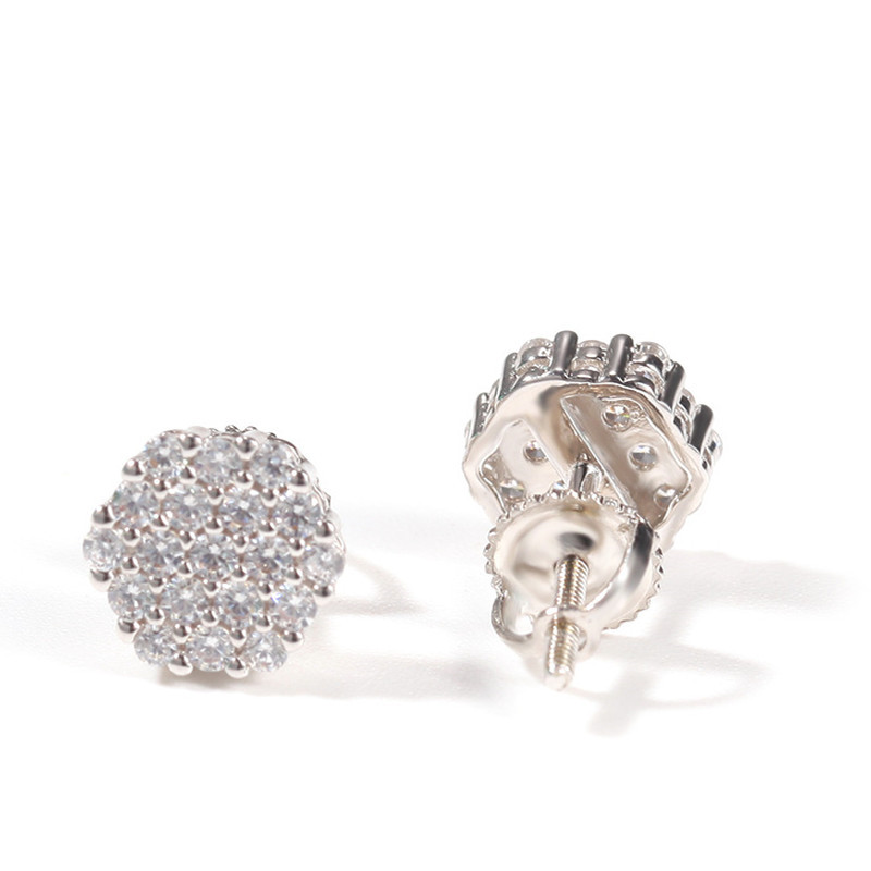 Europe and America Fashion Earrings Gold Plated Full CZ 925 Silver Earrings Studs for Men Women Nice Gift