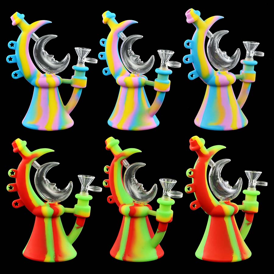 Moon shape Glass bongs Silicone water pipes smoking pipe tobacco Hookah Dab rig shisha bong
Moon shape Glass bongs Silicone water pipes smoking pipe tobacco Hookah Dab rig shisha bong