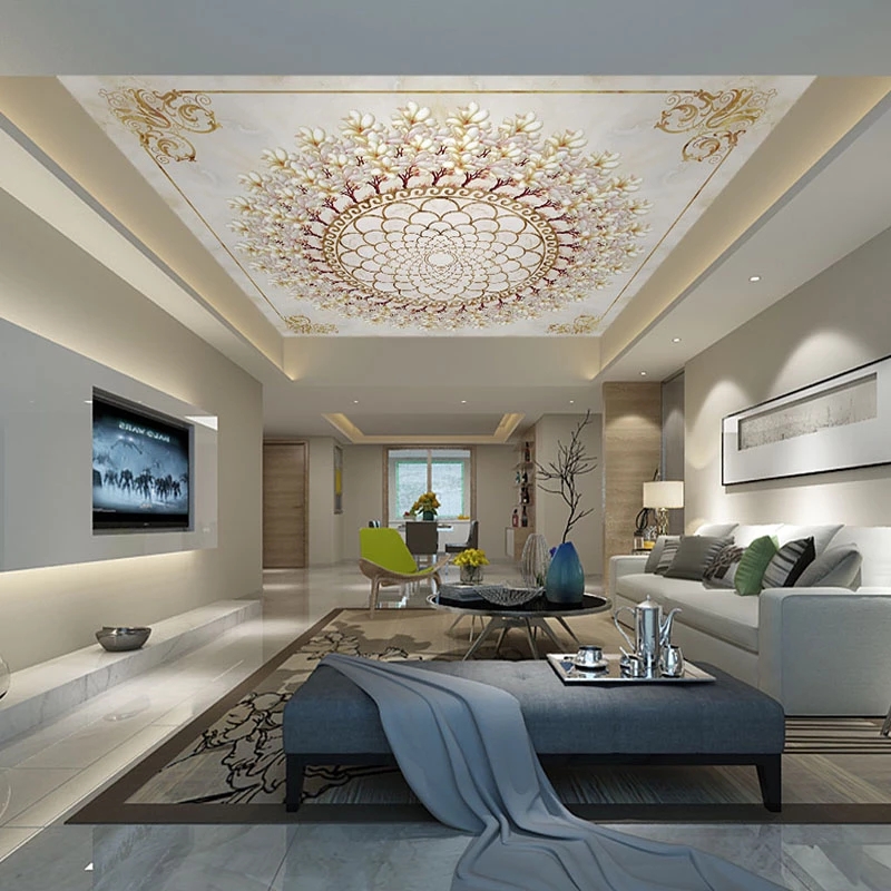 Custom 3D Wall Murals Self Adhesive Wallpaper Living Room Bedroom Non-woven Fabric Photo Background Ceiling Wall Papers Decor