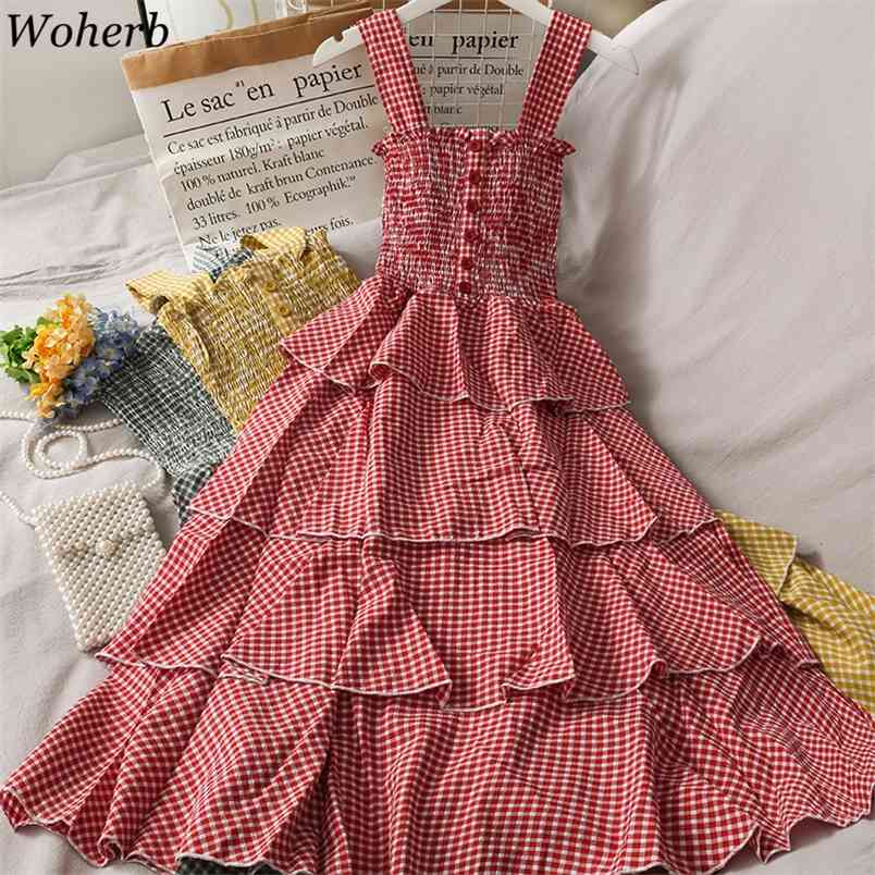 Casual Boho Beach Holiday Plaid Cake Dress Women Summer Elegant Sexy Spaghetti Strap Ruffle Robe Femme Vestidos 210519, Red
Casual Boho Beach Holiday Plaid Cake Dress Women Summer Elegant Sexy Spaghetti Strap Ruffle Robe Femme Vestidos 210519, Red