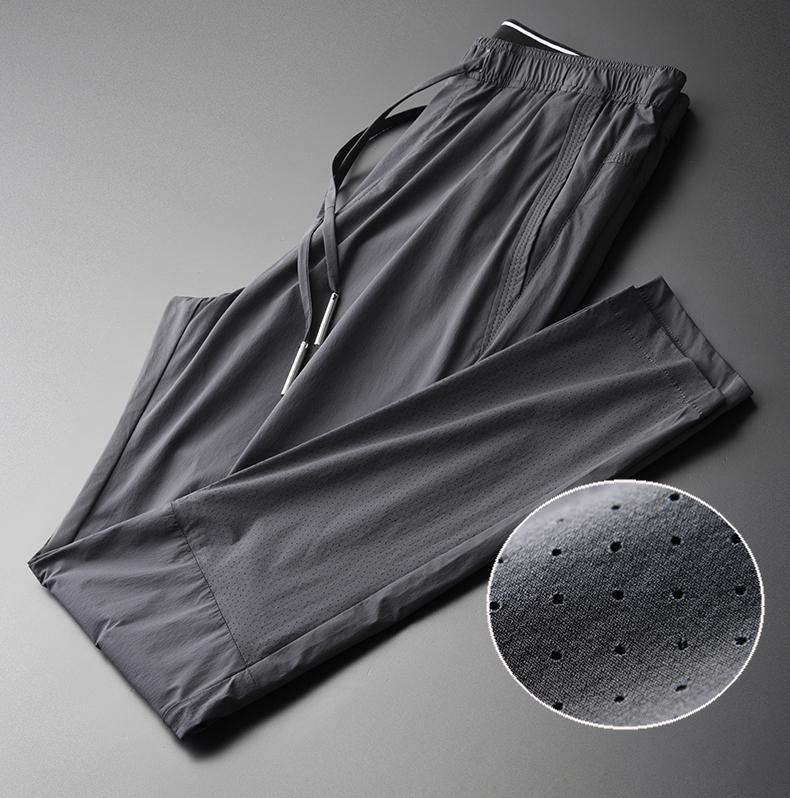 Drawstring Luxury Waist Hollow Out Fabric Casual Sport Mens Trousers Plus Size 4xl Solid Color Grey Man Pants Men's