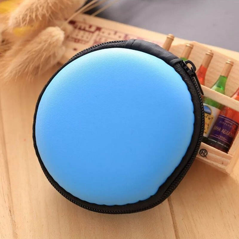 Zippered Portable Round Shape Earphone Bag Headset box Hand Spinner Earphone Case hard USB Cable Organizer