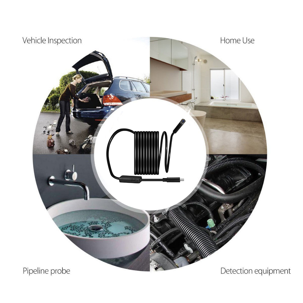 3in1 7mm 10m5m2m1m Mini Endoscope Camera Flexible IP67 Waterproof Cable Snake Borescope Inspection Cameras TYPEC USB for And767161