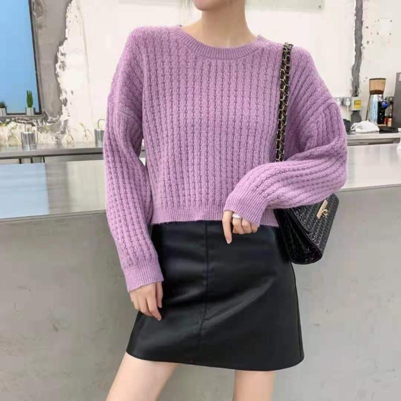 Women' Sweaters Autumn Winter Women Cropped Knitted Sweater Fashion Lady Solid Loose Long Sleeve O-neck Jumper Female Knitwear Pullover E21, Huo long guo se
Women' Sweaters Autumn Winter Women Cropped Knitted Sweater Fashion Lady Solid Loose Long Sleeve O-neck Jumper Female Knitwear Pullover E21, Huo long guo se