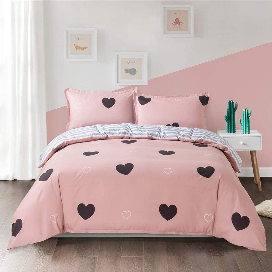 Pink Love Heart Bedding Sets Twin Full Queen King Size Duvet Cover Set Soft Breathable Cute Quilt Covers Sheet with Pillowcase for Girls Adults, Color-1
Pink Love Heart Bedding Sets Twin Full Queen King Size Duvet Cover Set Soft Breathable Cute Quilt Covers Sheet with Pillowcase for Girls Adults, Color-1