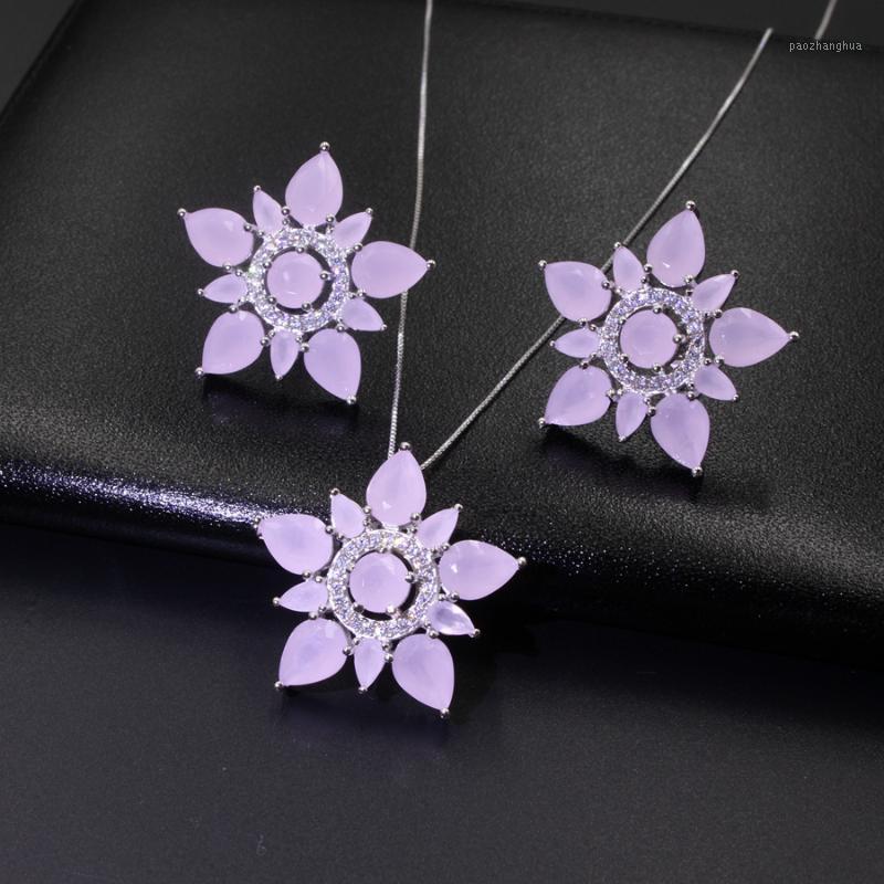 Earrings & Necklace 2022 Women Jewelry Set Milky Blue Earring And Pendant Big Flower Shape Cubic Zirconia Stone For Party, Silver
Earrings & Necklace 2022 Women Jewelry Set Milky Blue Earring And Pendant Big Flower Shape Cubic Zirconia Stone For Party, Silver