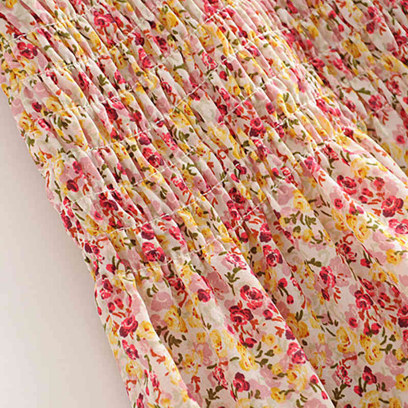 Summer Bodycon Floral Print Dress O Neck Short Sleeve Beach Mini Dress Women Hollow Out Pleated Dress Sundress Vestidos 210414
