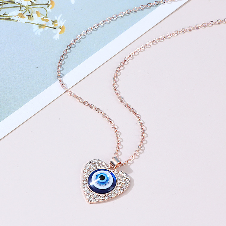 Evil Eye Necklace Third Blue Eyes Amulet Pendant Dainty Ojo Gold Chain Necklace Kabbalah Protection Adjustable Fashion Jewelry Gif