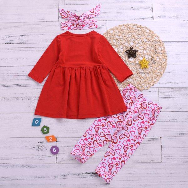 2022 valentine day baby girl fall clothes girls boutique outfits little girls clothing sets kids headband red dress top heart print