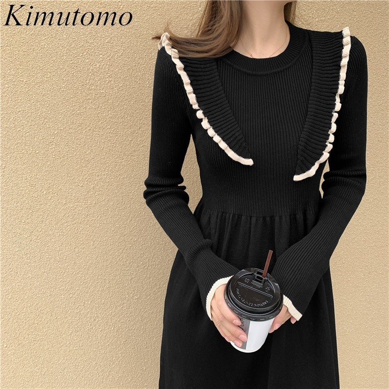 Kimutomo Elegant Fashion Knitted Dress Women Spring Autumn Korea Chic Female O-neck Long Sleeve A-line Vestido Feminino 210521, Black
Kimutomo Elegant Fashion Knitted Dress Women Spring Autumn Korea Chic Female O-neck Long Sleeve A-line Vestido Feminino 210521, Black