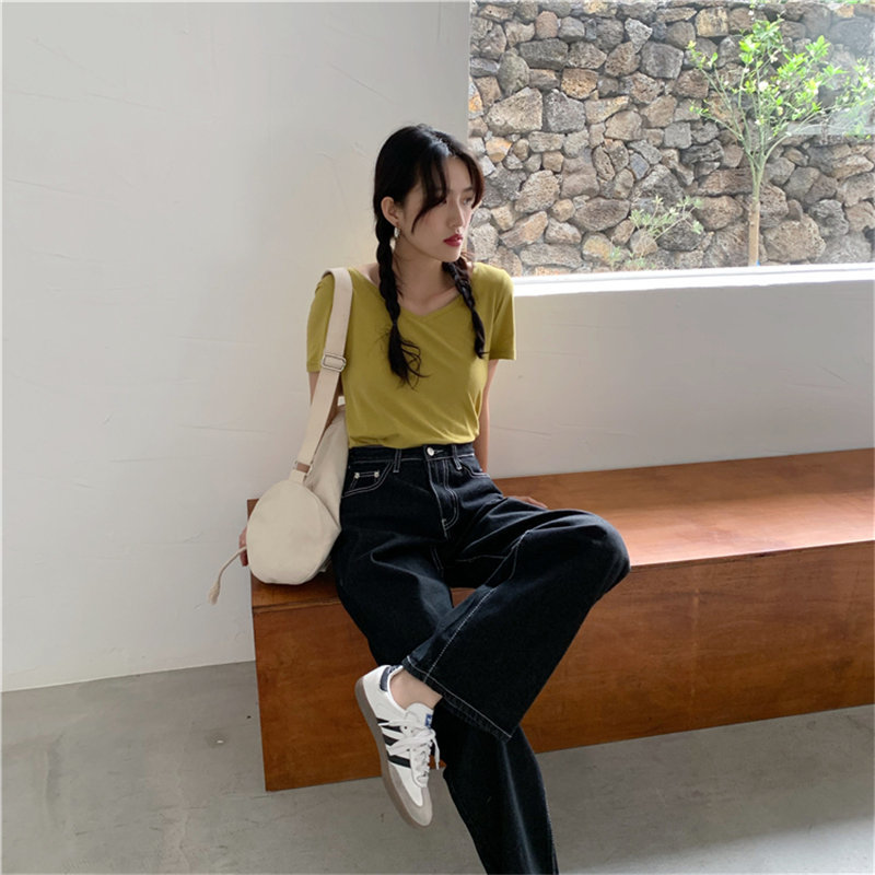 Stylish All-Match Straight Vintage Streetwear Plus Size Jeans Fashion Loose High Waist Women OL Denim Trousers 210421