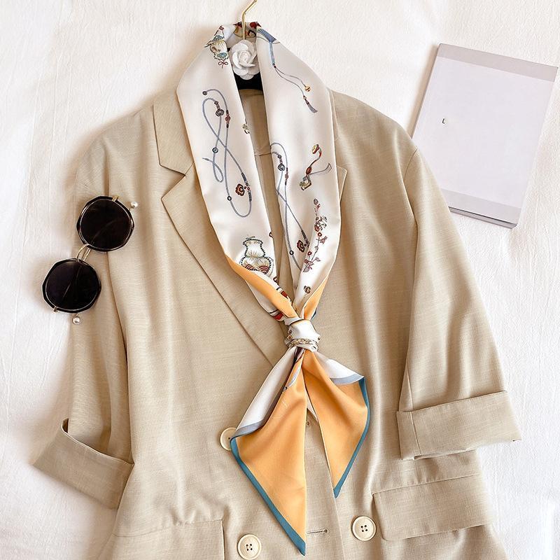 Rose Fan Bag Scarfs Arrival Print Lady Silk Feeling Riband Scarves Bags Scarf Small Ribbon Hair Band Bandeaus Clothing Match, Blue;gray
Rose Fan Bag Scarfs Arrival Print Lady Silk Feeling Riband Scarves Bags Scarf Small Ribbon Hair Band Bandeaus Clothing Match, Blue;gray