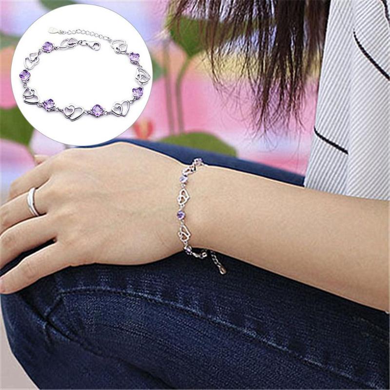 Bangle Chain Adjustable Bracelet Heart-shaped Purple Rhinestone
Bangle Chain Adjustable Bracelet Heart-shaped Purple Rhinestone