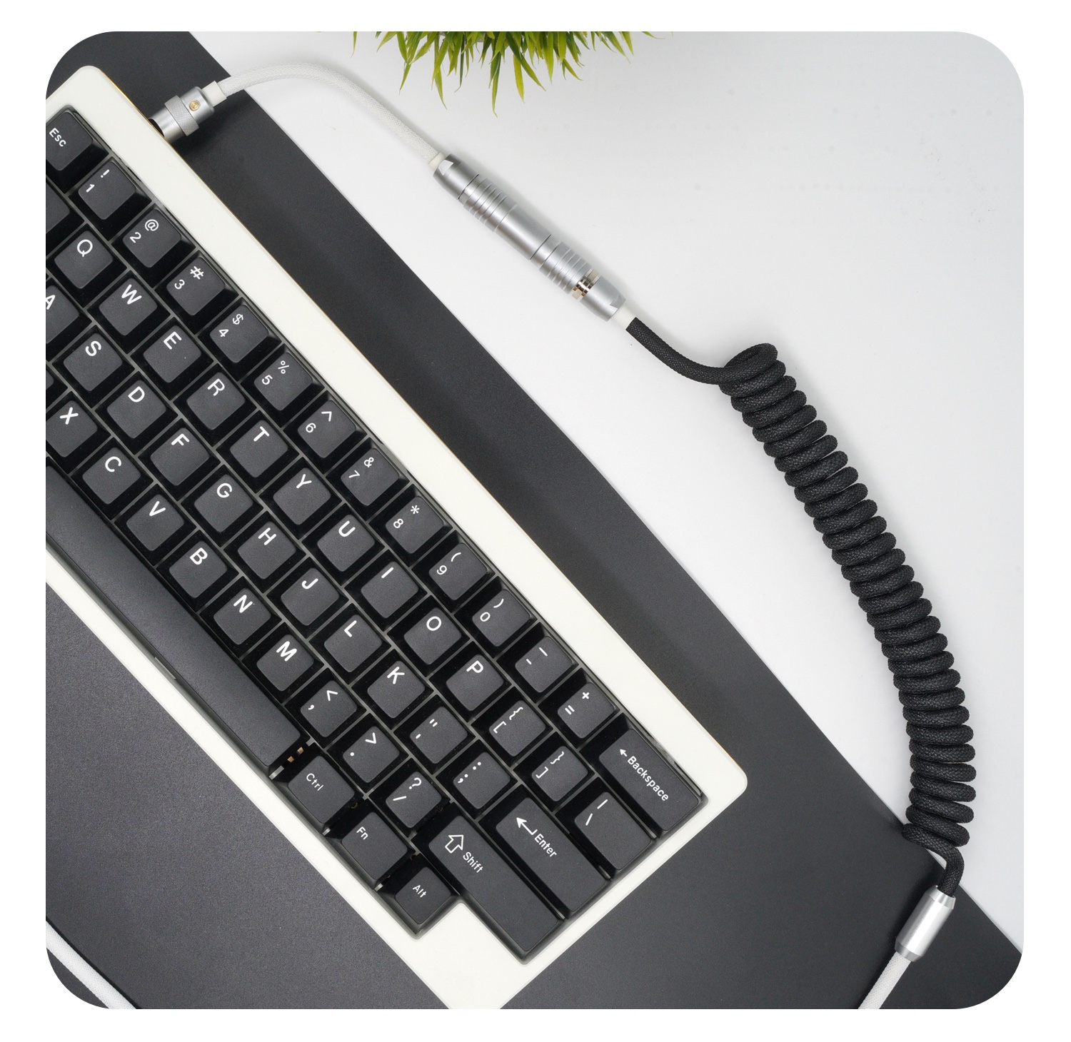 GeekCable Handmade Customized Mechanical Keyboard Data Cable For GMK Theme SP Keycap Line Black And White Colorway