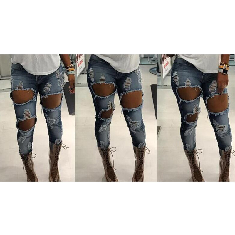 Ripped Jeans for Women Vintage Ankle Length Denim Pants High Waisted Slim Elasticity Female Casual Pencil 210428