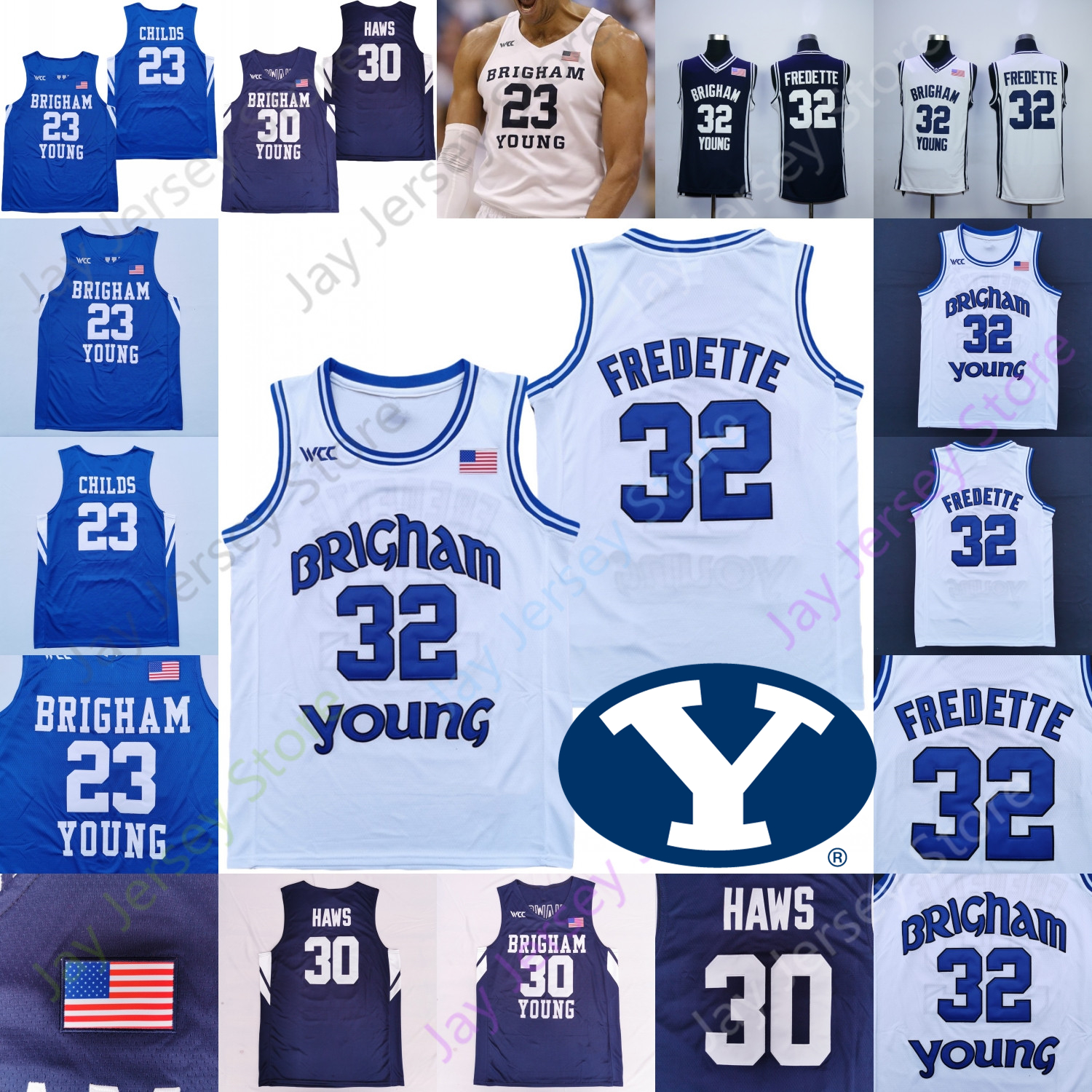 BYU Brigham Young Cougars Basketball Jersey NCAA College Jimmer Fredette Alex Barcello Te'Jon Lucas Spencer Johnson Gavin Baxter Caleb Lohner Danny Ainge Childs
