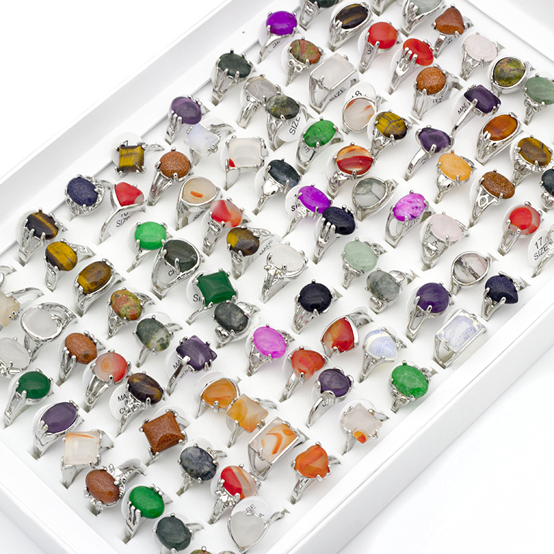 20pcs/lot Mix Lot Men's Ring Natural Stone Rings For Collection Lovers Wholesale Fashion Party Gift Jewelry, Silver
20pcs/lot Mix Lot Men's Ring Natural Stone Rings For Collection Lovers Wholesale Fashion Party Gift Jewelry, Silver