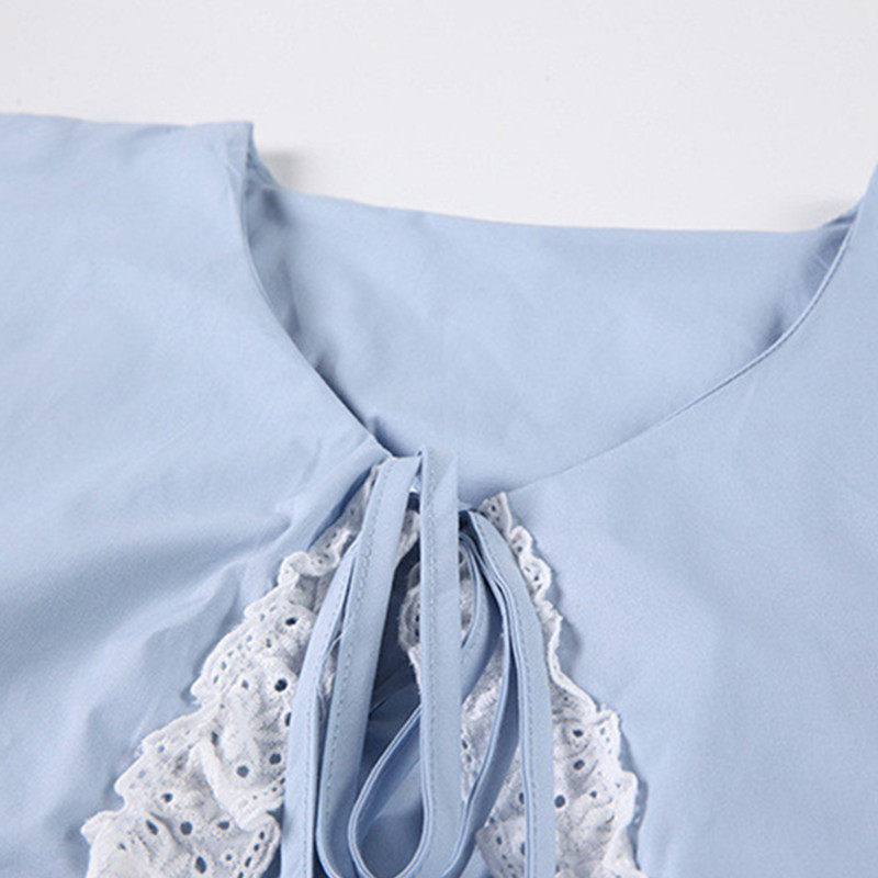 Nomikuma Pleated Causal Korean Doll Shirt Sweet Lace Patchwork Peter Pan Collar Blouse Spring Puff Long Sleeve Blusas Top 6F997 210427