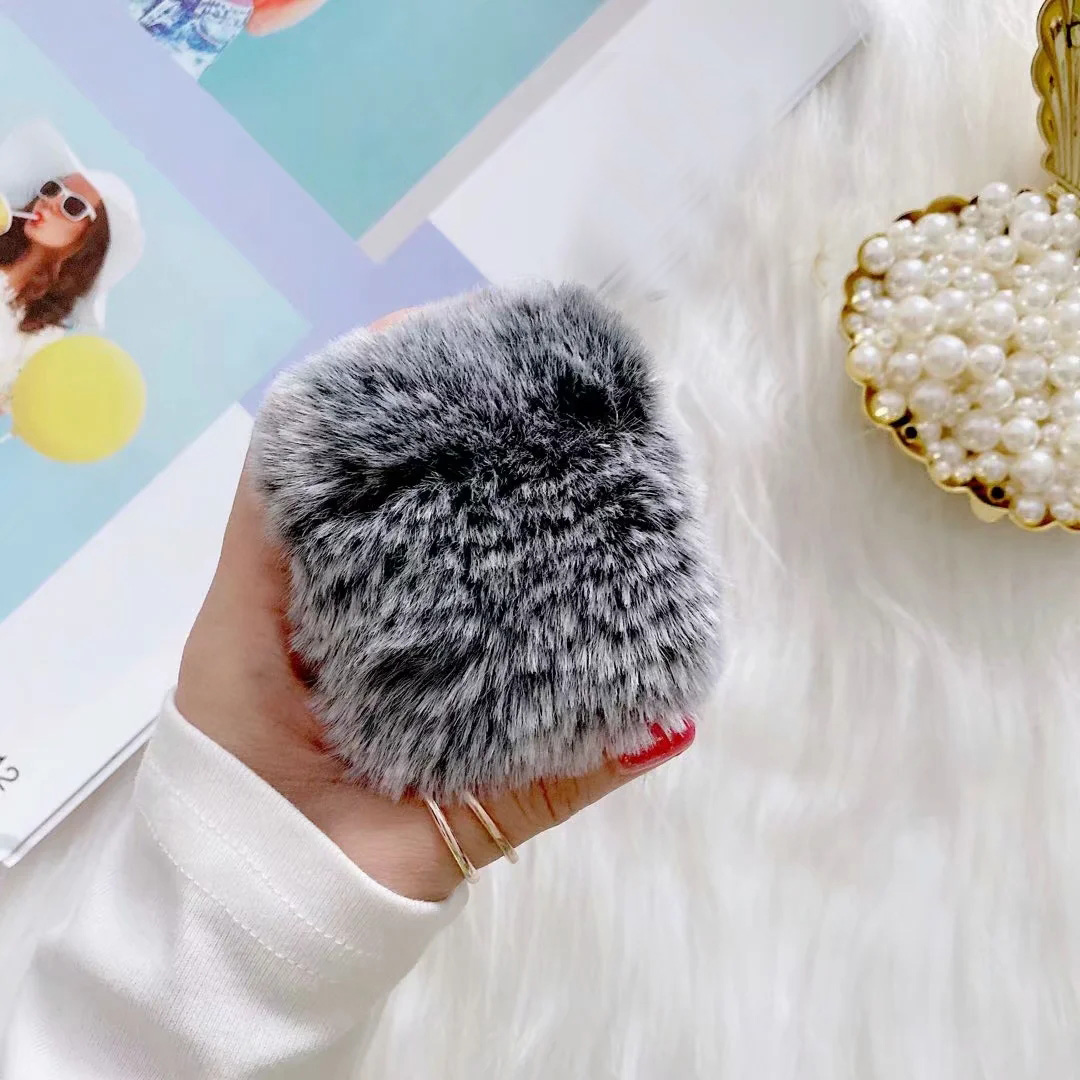 Warm Winter Genuine Rabbit Hair Fur Cases For Airpods Pro Airpod 3 1 2 2gen Air pod 3 3gen Earphone Protector Animal Fluffy Fashion Hard PC Cover Love