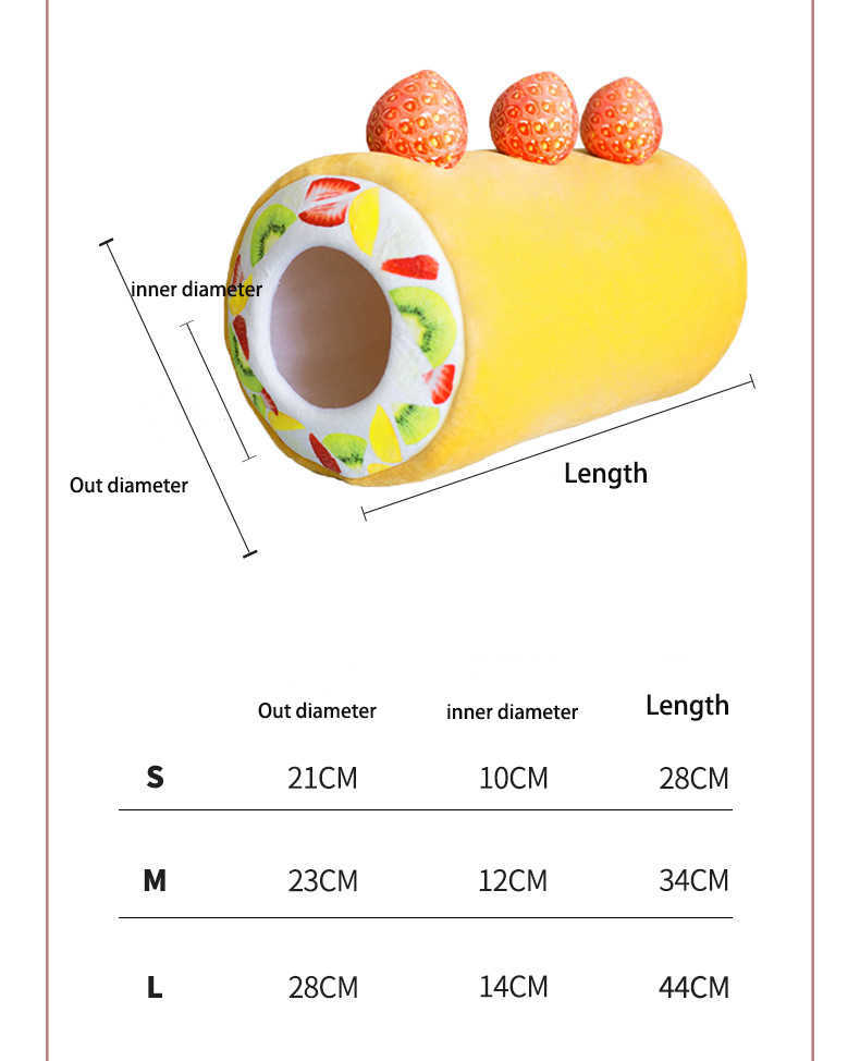 Fruit Tart Dog Cat Bed Cotton Cake Shaped Pet Bed For Cats Funny Cute Kitten Washable Sleep Cave Nest Winter Warm Cozy Cushion 210713