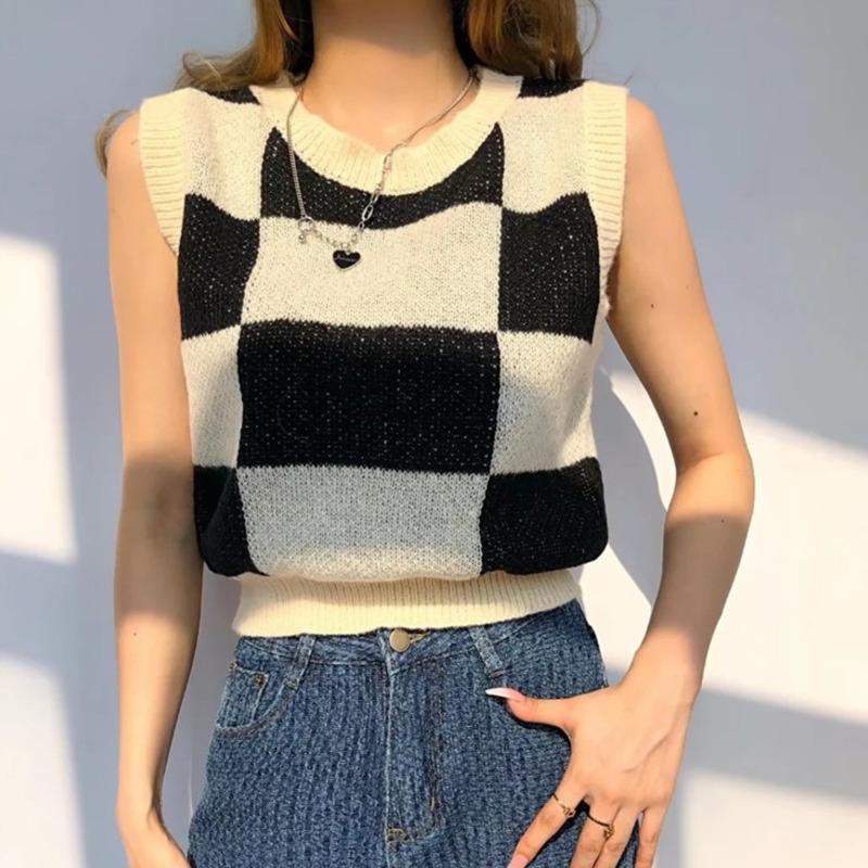 Women's Vests PREPOMP 2021 Winter Sleeveless O Neck Black White Plaid Knitted Tank Tops Women GD033
Women's Vests PREPOMP 2021 Winter Sleeveless O Neck Black White Plaid Knitted Tank Tops Women GD033