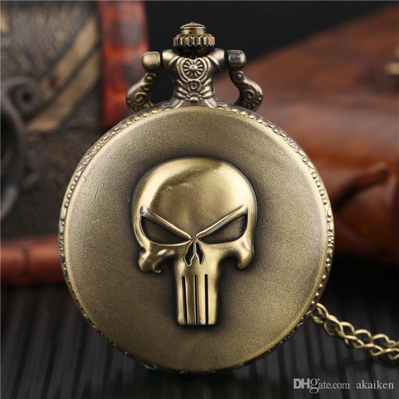 Vintage Bronze Skull Case Quartz Analog Pocket Watch Fashion Necklace Chain Antique Style Fob Roman Numerals Watches, Slivery;golden
Vintage Bronze Skull Case Quartz Analog Pocket Watch Fashion Necklace Chain Antique Style Fob Roman Numerals Watches, Slivery;golden