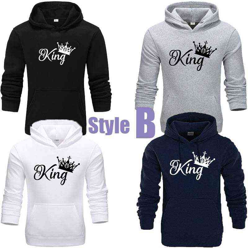 Couple Sportwear Set Spring and Autumn King or Queen Print Long Sleeve Hooded Tops Couple Hoodie S-4XL 220114