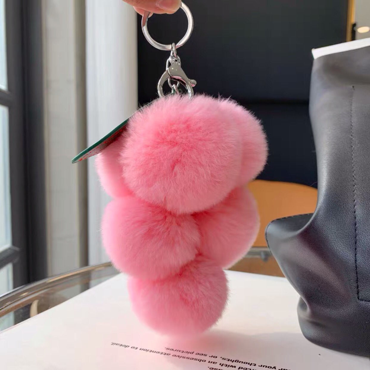 Lovely Grape Chain Key Rings Plush Bag Pendant Net Red Plush Ball Car Key Chain Pendant Accessories