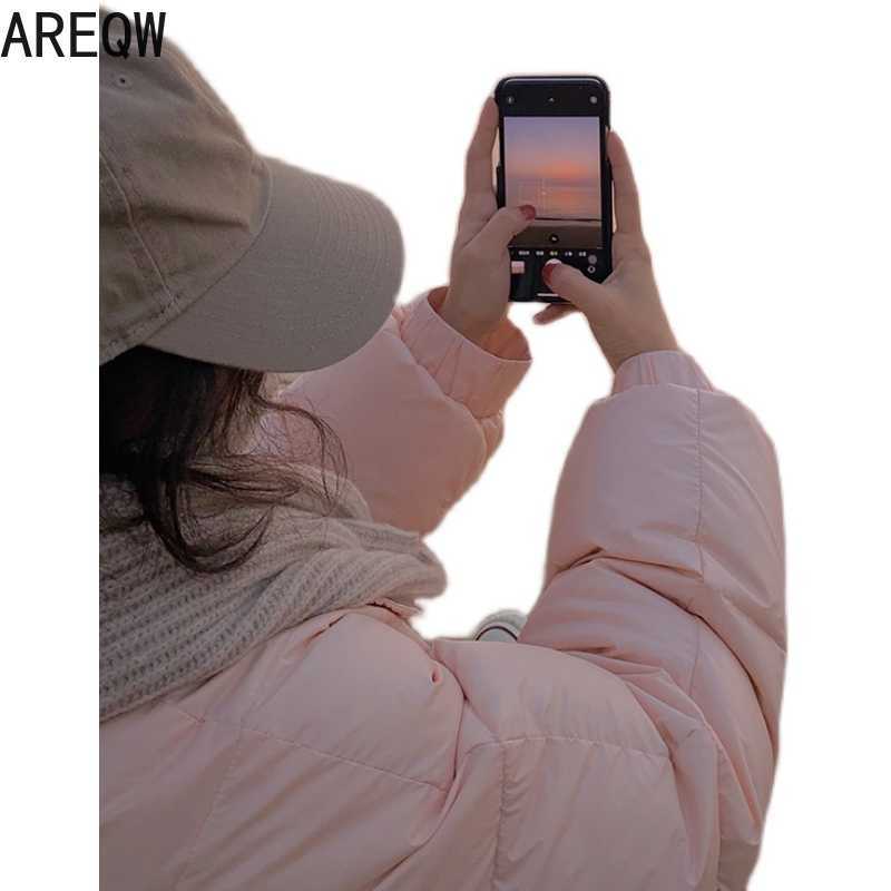 Women Puffer Jacket Autumn Winter Parkas Pink Black White 211011