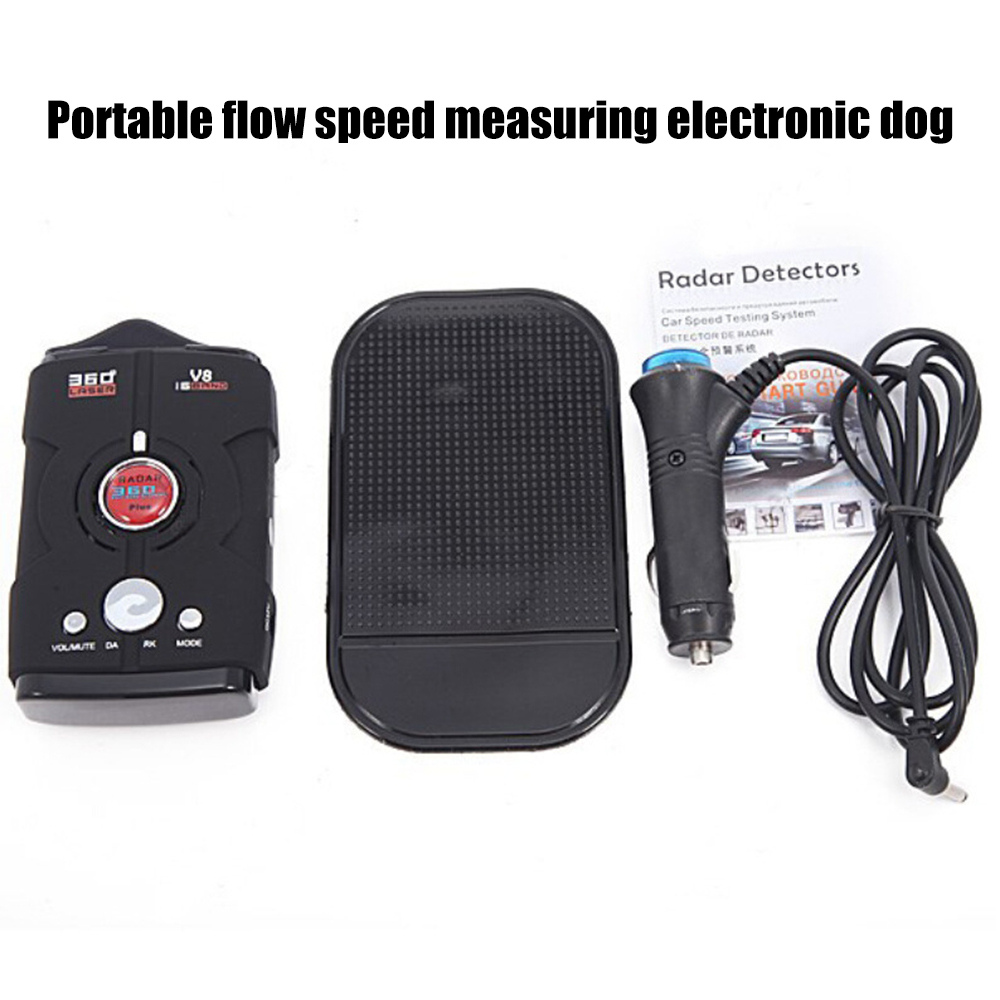 V8 Car Speed Detector Vehicle Radar Detectors English Russian Voice Alarm Alert 360 Degree Speed-Monitor For GPS Navigator