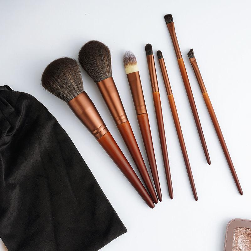 Makeup Brushes 7Pcs European Vintage Wood Handle Brush High Quality Loose Powder Blush Foundation Super Soft Theatre