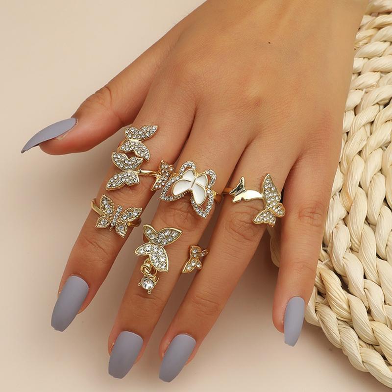 Cluster Rings 5pcs/set Simple Butterfly Korean Rhinestone Opening Knuckle For Women Charming Holiday Party Street Jewelry Gifts
Cluster Rings 5pcs/set Simple Butterfly Korean Rhinestone Opening Knuckle For Women Charming Holiday Party Street Jewelry Gifts