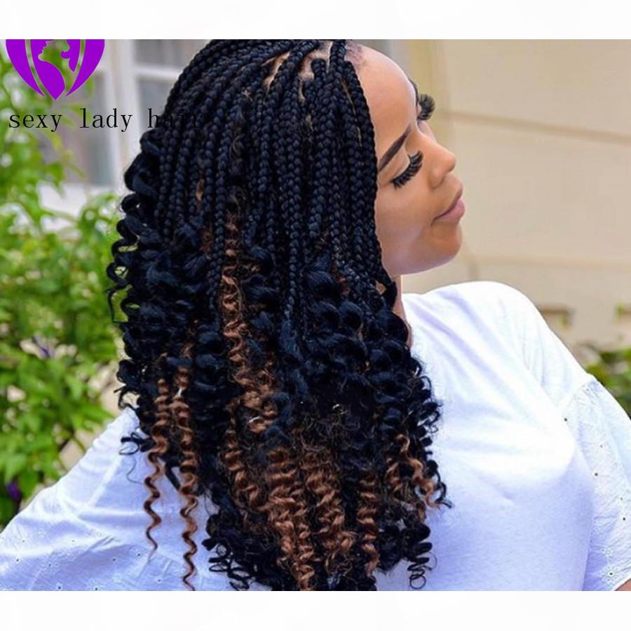 Wholesale full density natural short curly wig ombre brown color Braided Box Braids Synthetic Lace Front Wigs with Curly Tips, Black
Wholesale full density natural short curly wig ombre brown color Braided Box Braids Synthetic Lace Front Wigs with Curly Tips, Black