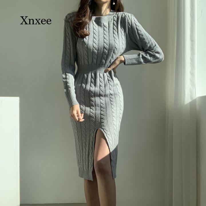 Casual Dresses Women Knitted Jumper Split Sweater Winter Clothes Woman Autumn Warm Pollover 2021 Solid Thick Korean Dress, Black;gray
Casual Dresses Women Knitted Jumper Split Sweater Winter Clothes Woman Autumn Warm Pollover 2021 Solid Thick Korean Dress, Black;gray