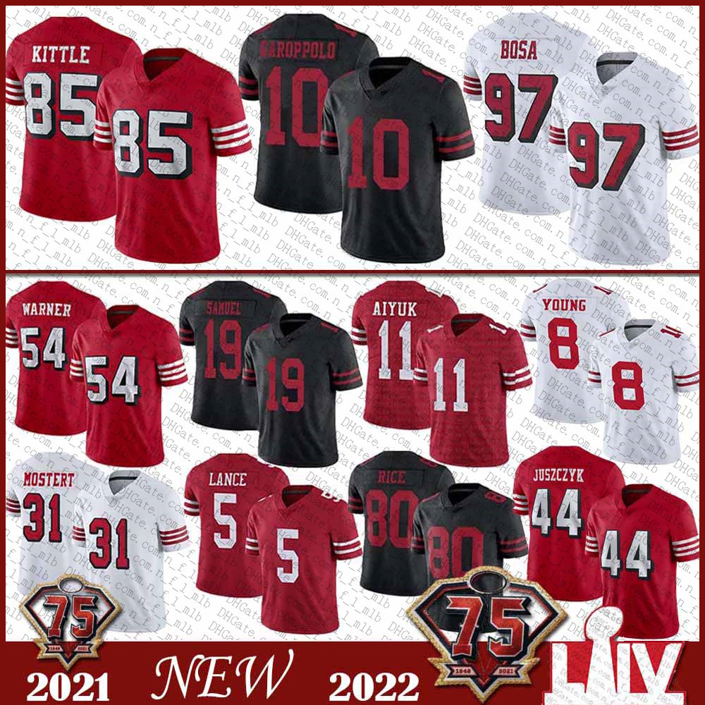 85 George Kittle 54 Fred Warner 5 Trey Lance San Football Jersey Francisco 97 Nick Bosa Brandon Aiyuk Jimmy Garoppolo Deebo Samuel Kyle Juszczyk Jerry Rice Steve Young, Shown
85 George Kittle 54 Fred Warner 5 Trey Lance San Football Jersey Francisco 97 Nick Bosa Brandon Aiyuk Jimmy Garoppolo Deebo Samuel Kyle Juszczyk Jerry Rice Steve Young, Shown