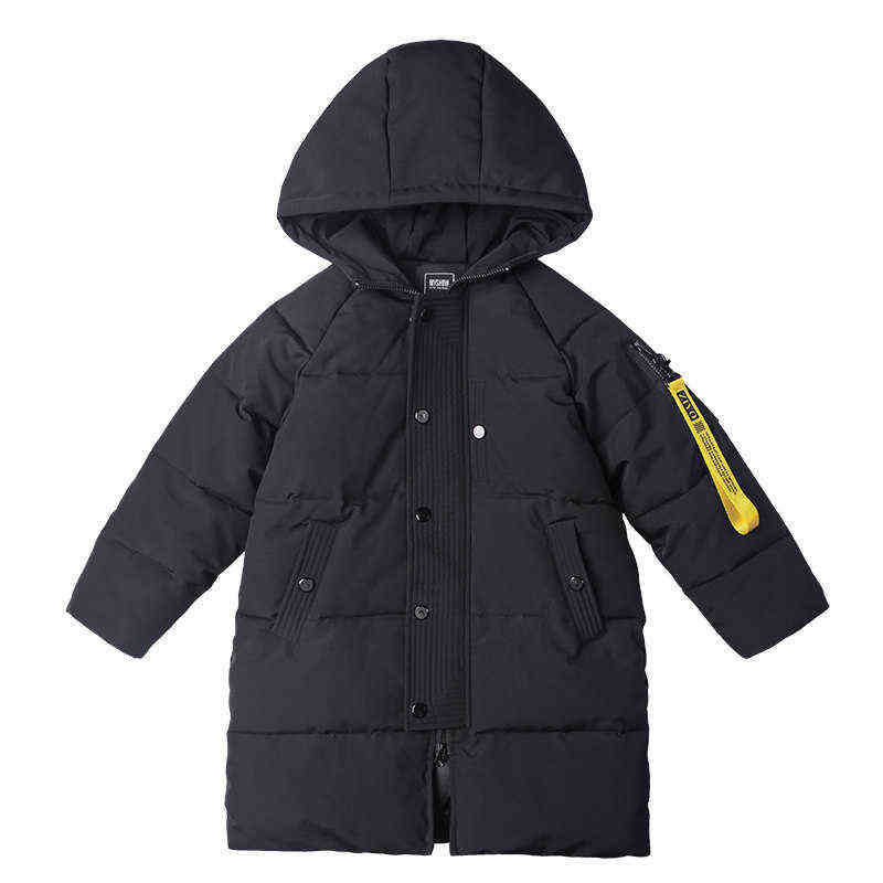 Winter Clothes For Teen Boys 5 To 14Years Thicken Warm Kids Long Jacket Black Cotton Parkas Casual Children Snow Coat Outerwears 211111