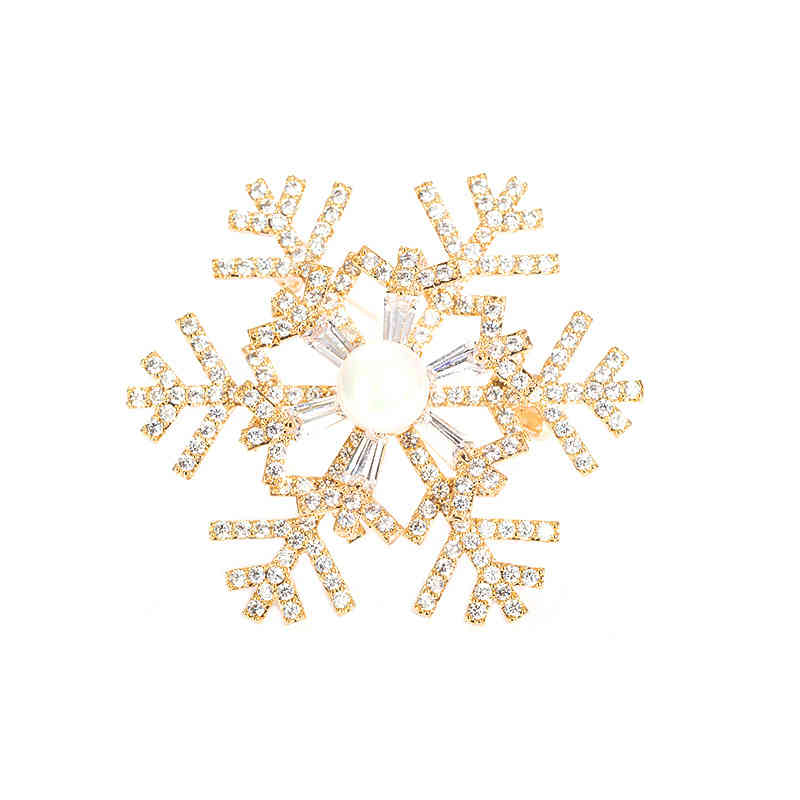 Femininity Snowflake Zircon Brooch Accessories Sweater Coat Cardigan