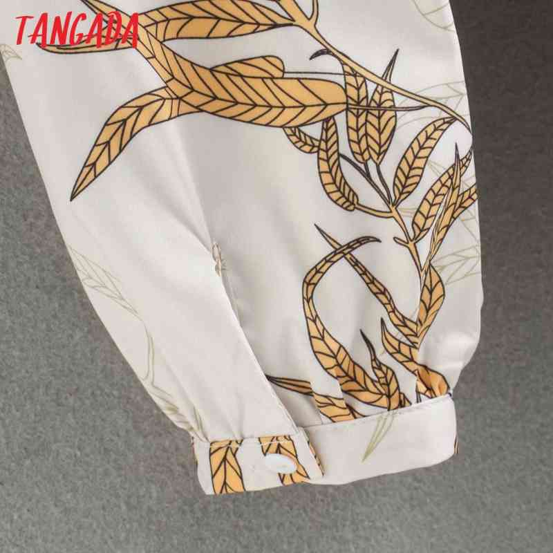 Fashion Women Elegant Leaf Print with Slash Long Sleeve Office Ladies Midi Dress XN313 210416