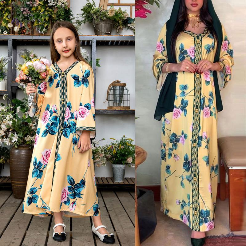 

Ethnic Clothing Ramadan Eid Mubarak Girl Kaftan Abayas For Kids Abaya Dubai Turkey Islam Arabic Muslim Dress Robe Longue Musulmane Vestido L