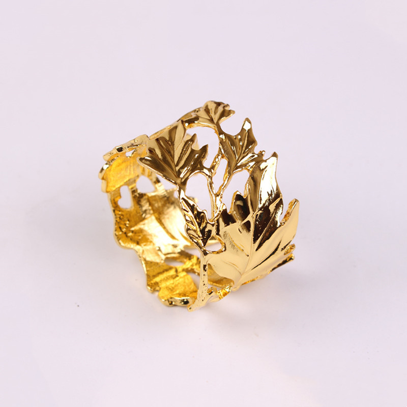 Silver Gold Metal Leaf Napkin Ring Table