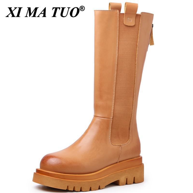 Boots Genuine Leather Women's Mid-Calf Fashion Women Long Autumn Round Toe Ladies Platform Shoes, Black
Boots Genuine Leather Women's Mid-Calf Fashion Women Long Autumn Round Toe Ladies Platform Shoes, Black