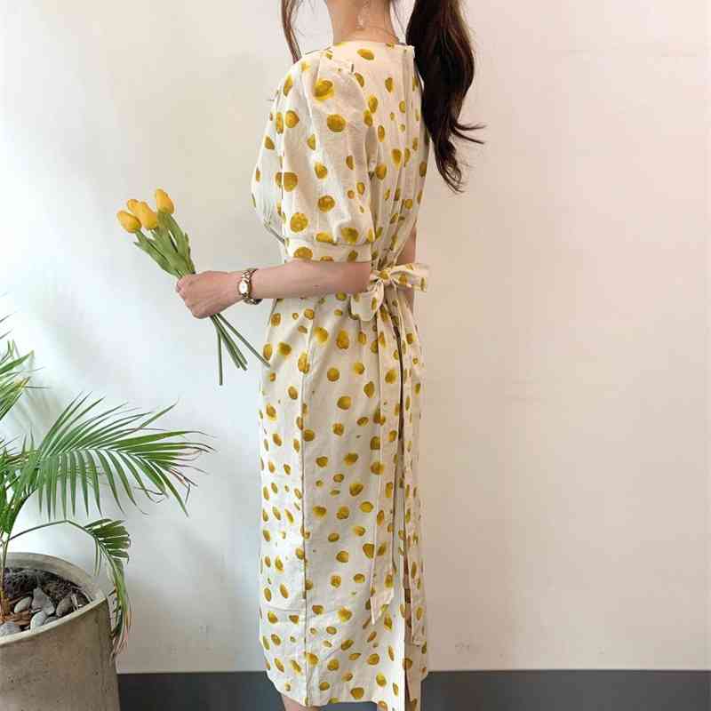 Arrival Fashion Polk Dots Short Sleeve Summer Dresses Robe For Women Midi Vintage Elegant Office Party Clothes 210520