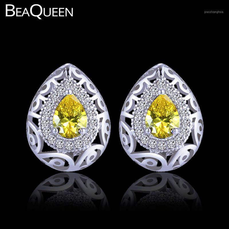 BeaQueen Vintage Design Big Teardrop Cubic Zirconia Crystal Yellow Stud Earrings Silver Color CZ Women Jewelry For Party E171, Golden;silver
BeaQueen Vintage Design Big Teardrop Cubic Zirconia Crystal Yellow Stud Earrings Silver Color CZ Women Jewelry For Party E171, Golden;silver